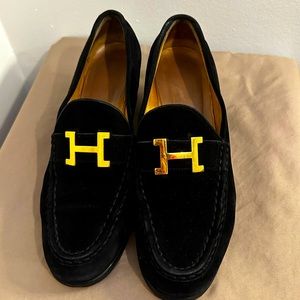 Vintage Hermes H Gold Logo Loafers Pump Shoes